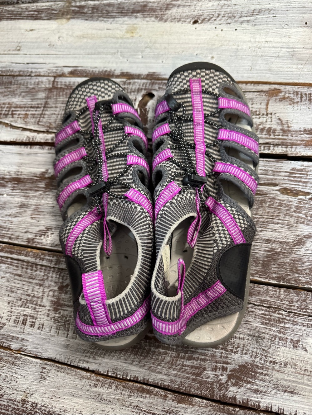 Women’s Grey Sandals with Purple Accents - Picture 4 of 7